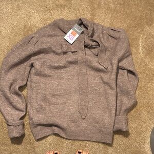 Primark Women's Brown Sweater with Tie Detail